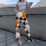 Pantalones de mujer – Corte recto relajado – Cintura elástica – Algodón – Estampado llamativo – Largo completo – Bolsillos