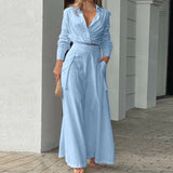 Conjunto de mujer: Pantalón ancho y cintura alta, blusa ajustada, tejido transpirable.
