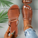 Sandalias planas de mujer – Tira trenzada – Suela cómoda – Fáciles de poner