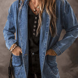 Blazer vaquero para mujer – Corte entallado – Cierre de un botón – Estilo casual estructurado
