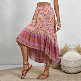 Falda de mujer – Corte fluido – Estampado floral paisley – Cintura elástica – Largo midi