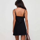 Minivestido para mujer – Corte en A – Tirantes ajustables – Detalle de abertura – Mezclilla suave
