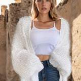 Cárdigan de mujer – Punto esponjoso – Corte oversize – Abertura frontal con bolsillos