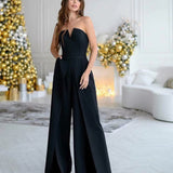 Mono de mujer – Bustier ajustado – Pantalón con aberturas anchas – Elegancia de noche