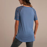 Top de polar para mujer – Corte holgado – Mangas de encaje – Tejido de punto suave – Largo hasta la cadera