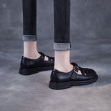 Sandalias de mujer – Piel auténtica – Diseño calado – Suela plana cómoda