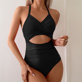 Traje de baño de una pieza para mujer – Corte alto – Detalle de corte – Entallado – Fruncido