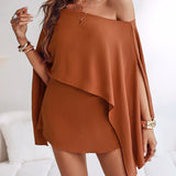 Conjunto de dos piezas para mujer - Tejido - Escote Bardot - Mangas anchas