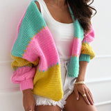 Chaleco holgado de punto con bloques de color y estilo informal
