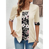 Blusa casual para mujer – Corte holgado – Efecto capas – Punto suave, mangas 3/4
