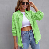 Chaqueta vaquera para mujer – Corte oversize – Lavado desgastado – Largo hasta media cadera