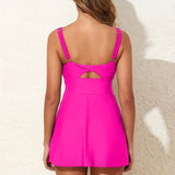 Vestido de baño para mujer – Corte entallado – Falda fluida – Tejido de secado rápido – Cuello redondo