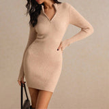 Vestido ajustado Camille | Mangas largas, cuello con cremallera