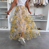 Falda larga de mujer – Punto fluido – Cintura elástica – Estampado original – Corte holgado