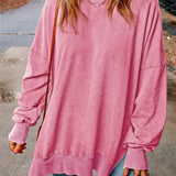 Sudadera oversize para mujer – Algodón suave – Corte holgado – Cuello redondo – Puños acanalados