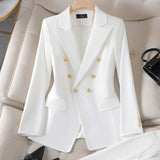 Conjunto de traje de mujer – Blazer cruzado estructurado – Pantalón recto – Tejido liso elegante
