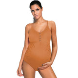 Traje de baño de maternidad para mujer – Ajuste elástico – Botones – Tejido transpirable – Cobertura total