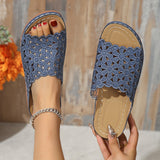Sandalias de mujer – Mules abiertos – Recortes florales – Tacón bajo – Comodidad transpirable