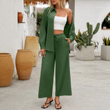 Conjunto de dos piezas para mujer: túnica informal y pantalón ancho, tejido transpirable.
