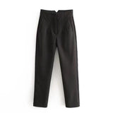 Pantalones de mujer - Cintura alta - Corte ajustado - Pinzas elegantes - Tejido ligero y transpirable