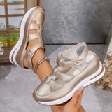 Sandalias de cuña para mujer – Punta cerrada – Tiras de velcro – Suela de plataforma cómoda