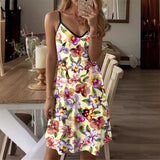 Vestido de mujer – Corte evasé – Tirantes finos – Escote en pico – Tejido ligero y transpirable