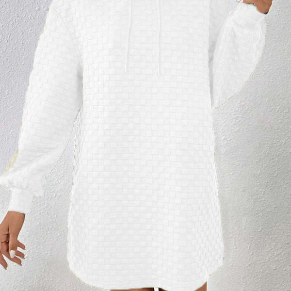 Vestido con capucha para mujer – Corte holgado – Tejido texturizado – Bolsillos prácticos