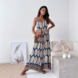 Mono de mujer – Tejido ligero y fluido – Estampado bohemio – Tirantes finos – Piernas anchas