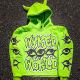 Sudadera con capucha y estampado de cuerno de diablo estilo Y2K