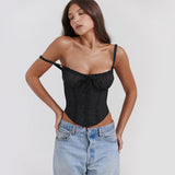 Camiseta de tirantes para mujer – Corte ajustado – Encaje elegante – Acabado satinado – Tirantes finos