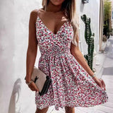 Vestido sin mangas para mujer – Corte fluido – Escote cruzado – Cintura elástica – Estampado floral
