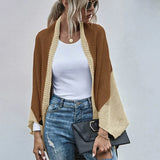 Cárdigan de mujer – Corte oversize – Punto de lana – Parte delantera abierta – Mangas murciélago