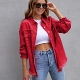 Chaqueta vaquera para mujer – Corte oversize – Lavado desgastado – Largo hasta media cadera