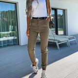 Pantalones de mujer – Corte ajustado – Mezcla de algodón – Cintura elástica – Piernas ajustadas