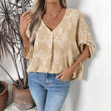 Blusa de mujer – Corte holgado – Detalle de cordones – Tejido transpirable – Mangas remangadas