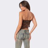 Top de tubo para mujer – Corte ajustado – Sin tirantes – Bajo asimétrico – Corte cómodo