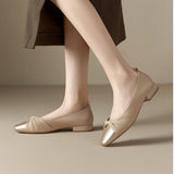 Zapatos de tacón bajo para mujer – Piel suave – Punta puntiaguda – Elegante tira retorcida
