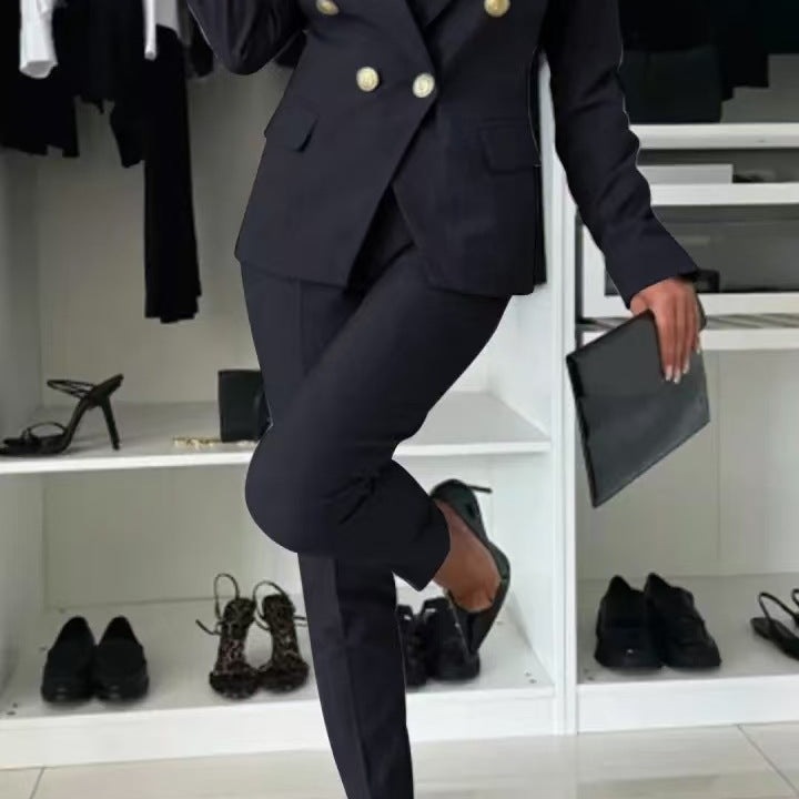 Chaqueta blazer de mujer – Corte entallado – Cruzada – Solapas ajustadas – Estilo elegante