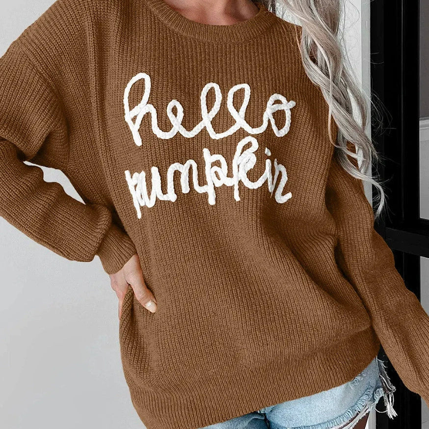 Suéter de mujer – Corte relajado – Punto de lana – Textura acanalada – Patrón de crochet