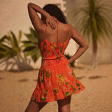 Vestido de verano para mujer – Algodón ligero – Cintura fruncida – Tirantes finos – Bajo con volantes