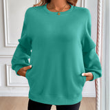 Sudadera de mujer – Corte holgado – Algodón suave – Bolsillos – Mangas largas, cuello redondo