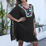 Túnica de playa para mujer – Punto ligero calado – Corte holgado – Detalles bohemios