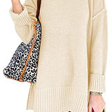 Suéter de mujer – Corte oversize – Punto estructurado – Largo – Cuello redondo informal