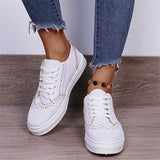 Zapatillas deportivas para mujer – Caña baja – Suela de cuña – Comodidad transpirable – Cierre con cordones