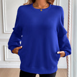 Sudadera de mujer – Corte holgado – Algodón suave – Bolsillos – Mangas largas, cuello redondo