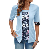 Blusa casual para mujer – Corte holgado – Efecto capas – Punto suave, mangas 3/4