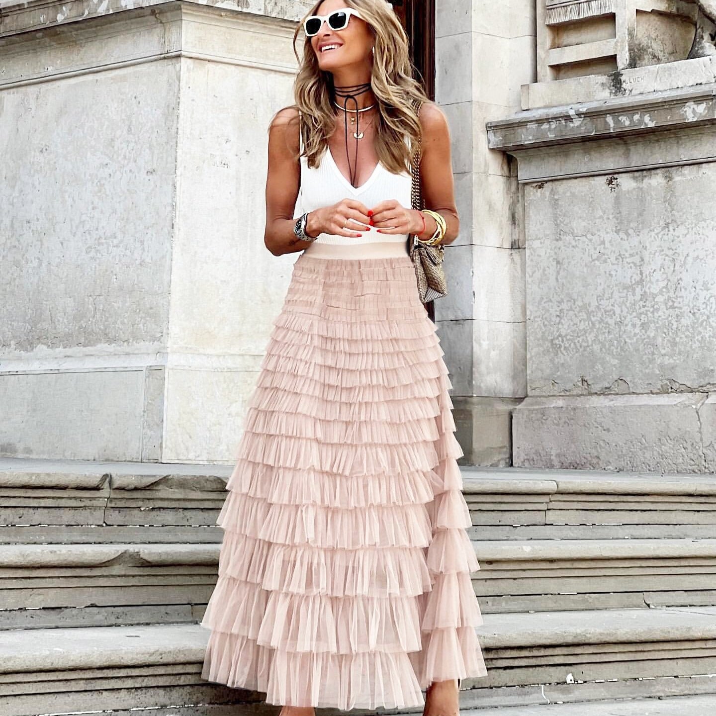 Falda de tul Aria: elegante y ligera con un acabado fluido y refinado.