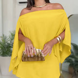 Conjunto de dos piezas para mujer - Tejido - Escote Bardot - Mangas anchas
