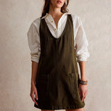 Vestido casual de mujer – Corte evasé – Tejido natural transpirable – Sin mangas – Bolsillos delanteros