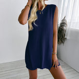 Vestido de mujer tipo jersey – Punto suave – Corte holgado – Sin mangas – Largo mini